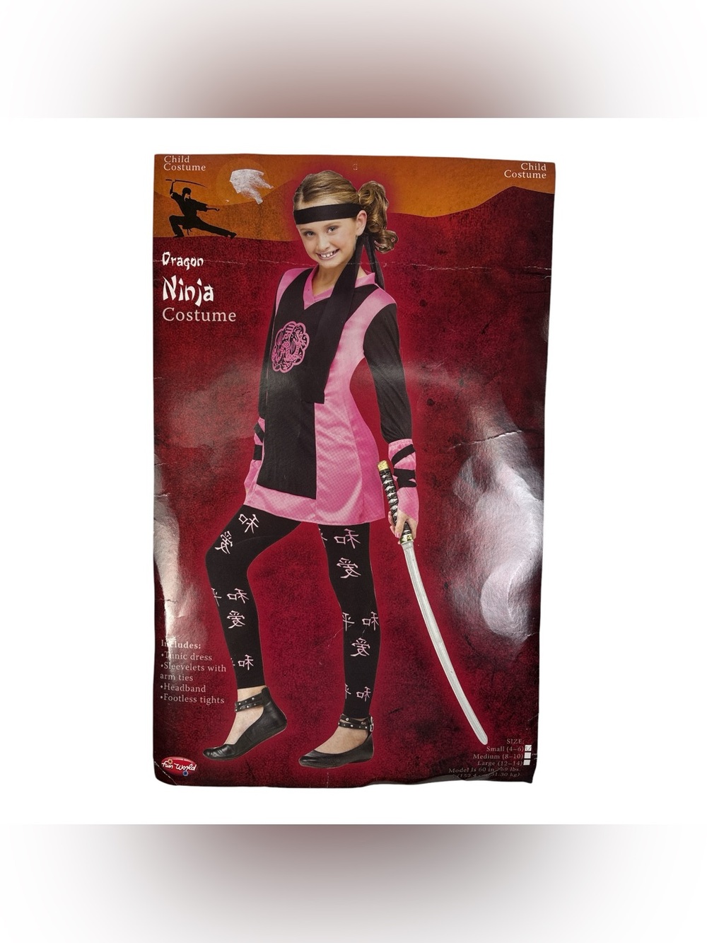 Fun World Dragon Ninja Warrior Girl's Child Small 4-6 Halloween Costume Kunoichi